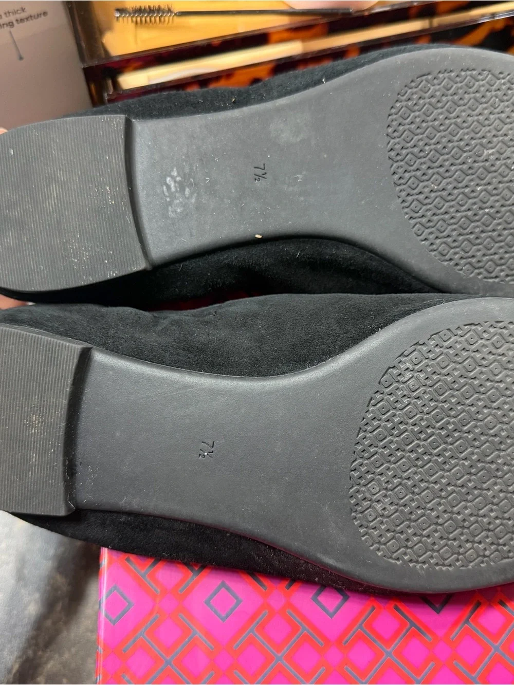 Tory Burch Black Embellished Suede Ballet Flats - Picture 5 of 6